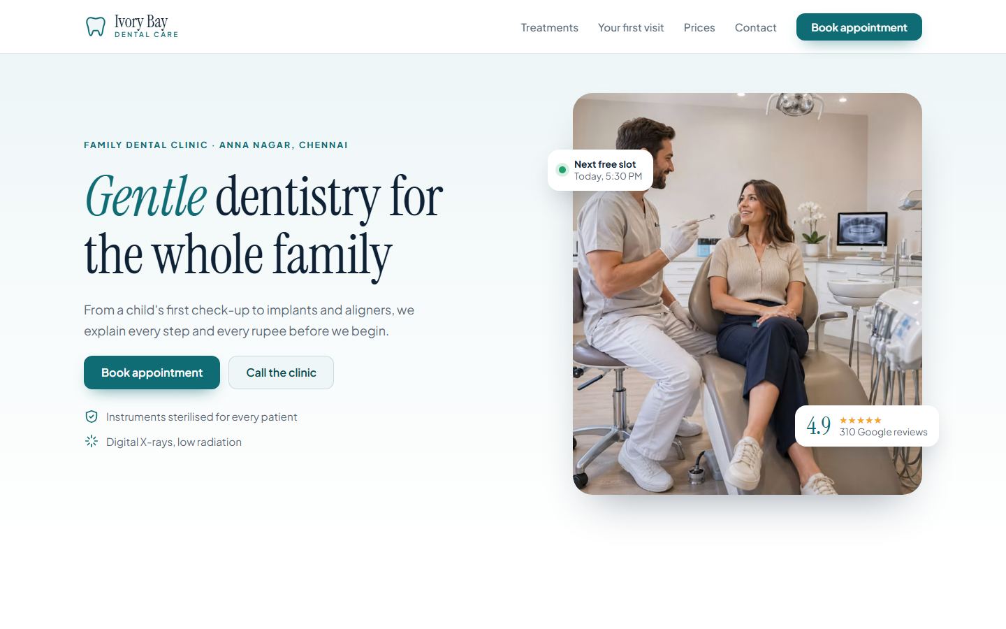Ivory Bay Dental clinic home page