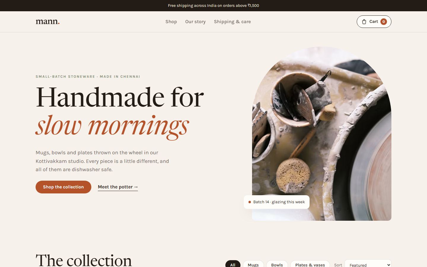 Mann Studio online shop home page